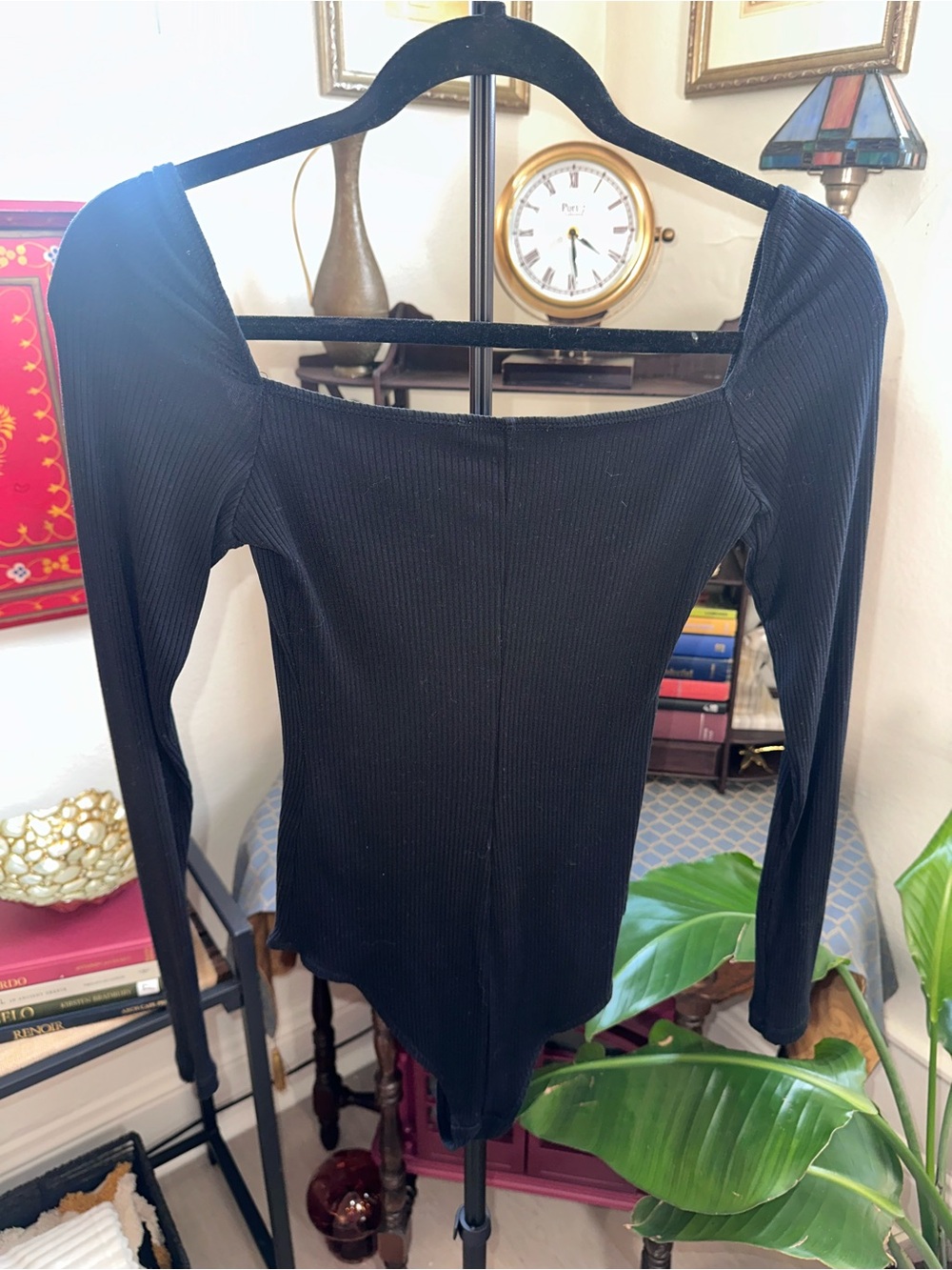 Reformation Gaia Black Ribbed
Square Neck Bodysuit - Picture 6 of 6
